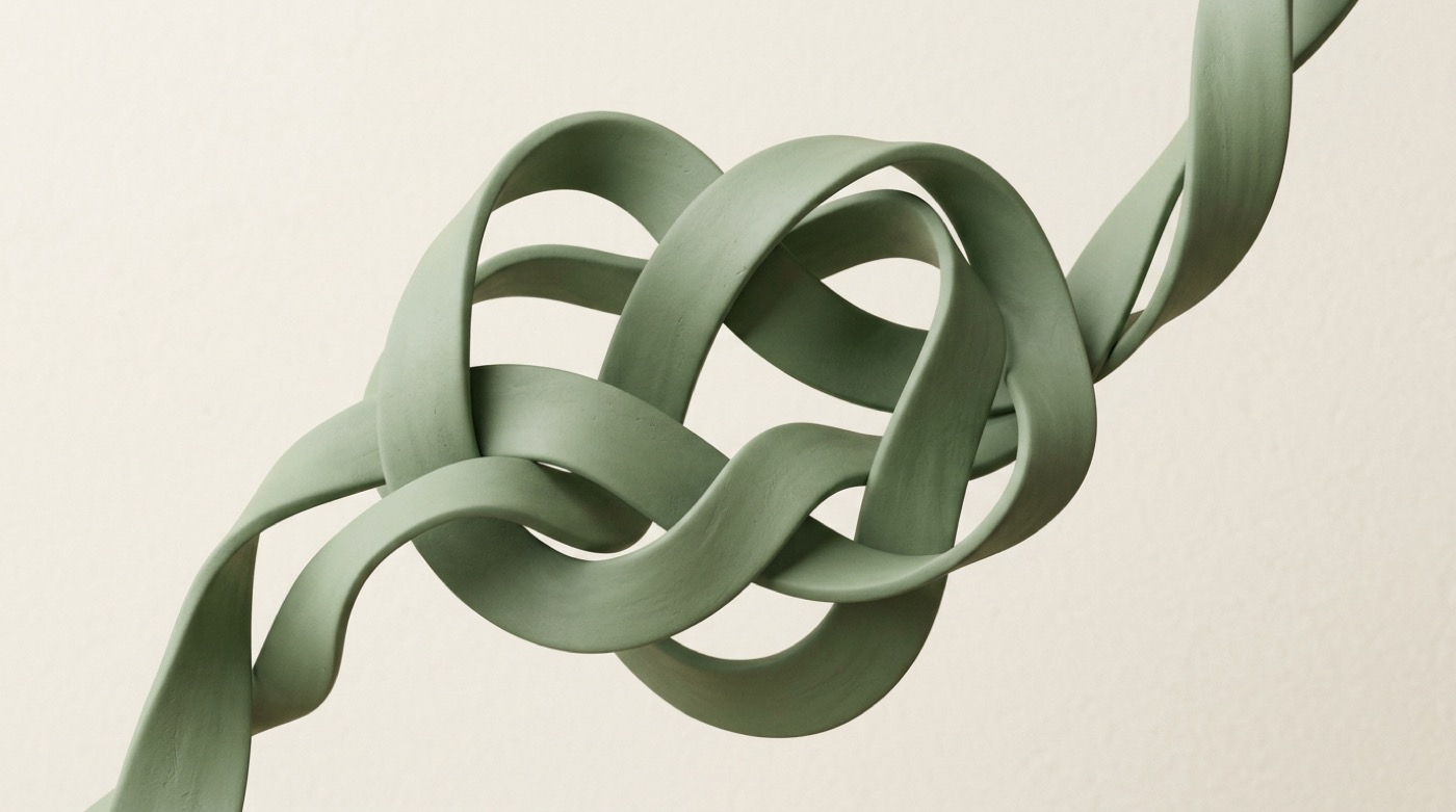 Abstract render of interwoven ribbons forming a knot